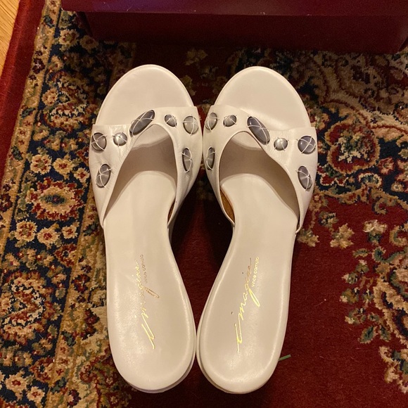 imagine by Vince Camuto white with gems wedge sandals - Picture 3 of 7